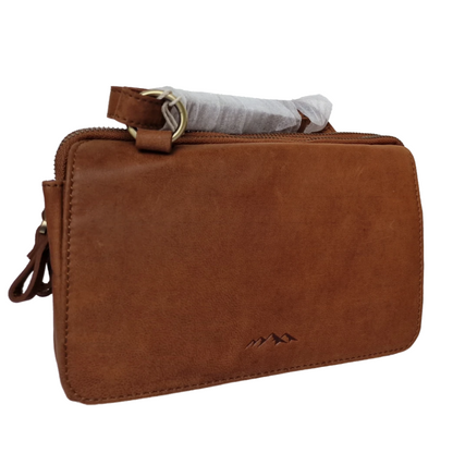 3 Zip Flap Over Genuine Leather Handbag